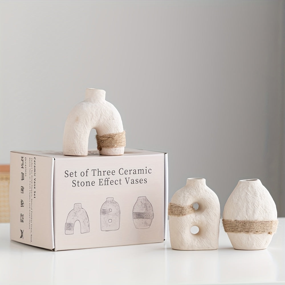 ✨ Nordic Essence: A Trio of Exquisite Handcrafted Ceramic Vases ✨