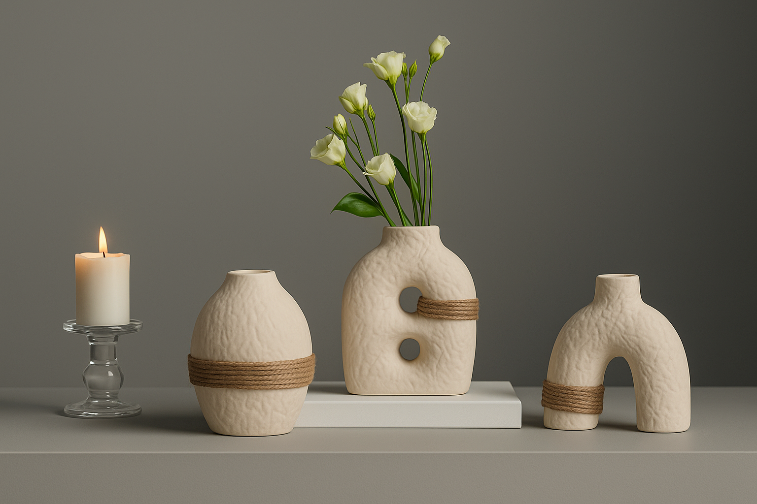 ✨ Nordic Essence: A Trio of Exquisite Handcrafted Ceramic Vases ✨