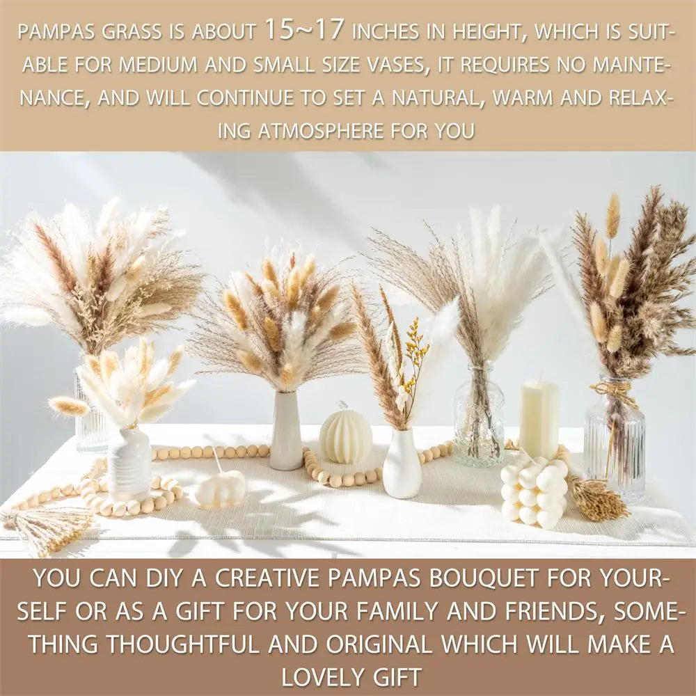 🍂 Rustic Bloom - Natural Handcrafted Dried Bouquet of Pampas, Reed & Rabbit Tail Grass