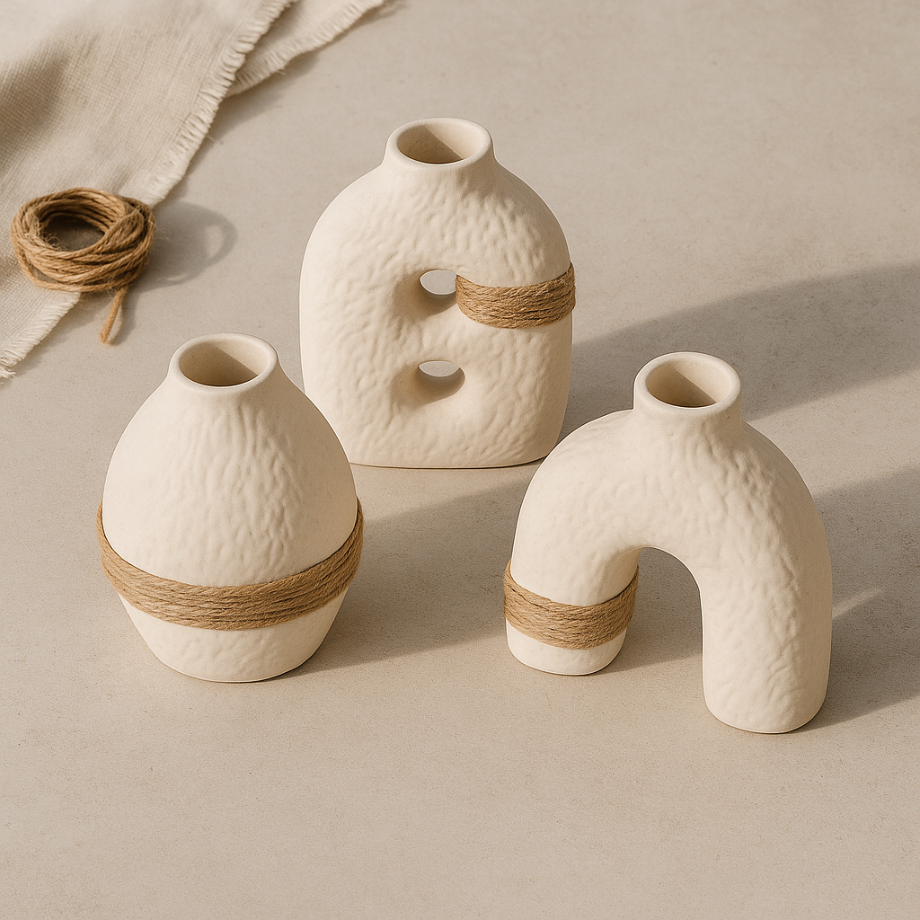 ✨ Nordic Essence: A Trio of Exquisite Handcrafted Ceramic Vases ✨