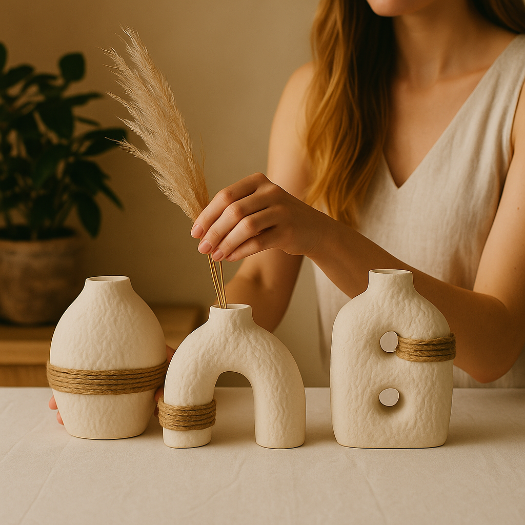 ✨ Nordic Essence: A Trio of Exquisite Handcrafted Ceramic Vases ✨