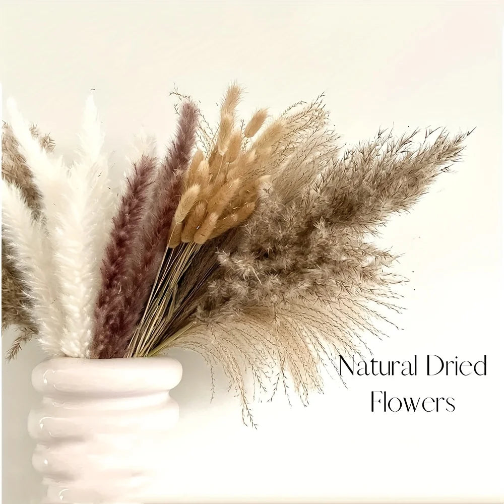 🍂 Feathered Elegance - Natural Handcrafted Dried Bouquet of Pampas, Reed & Rabbit Tail Grass