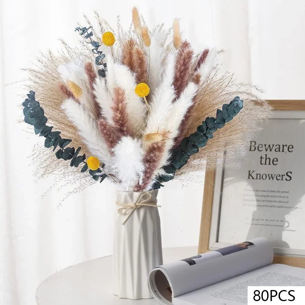 🍂 Feathered Elegance - Natural Handcrafted Dried Bouquet of Pampas, Reed & Rabbit Tail Grass
