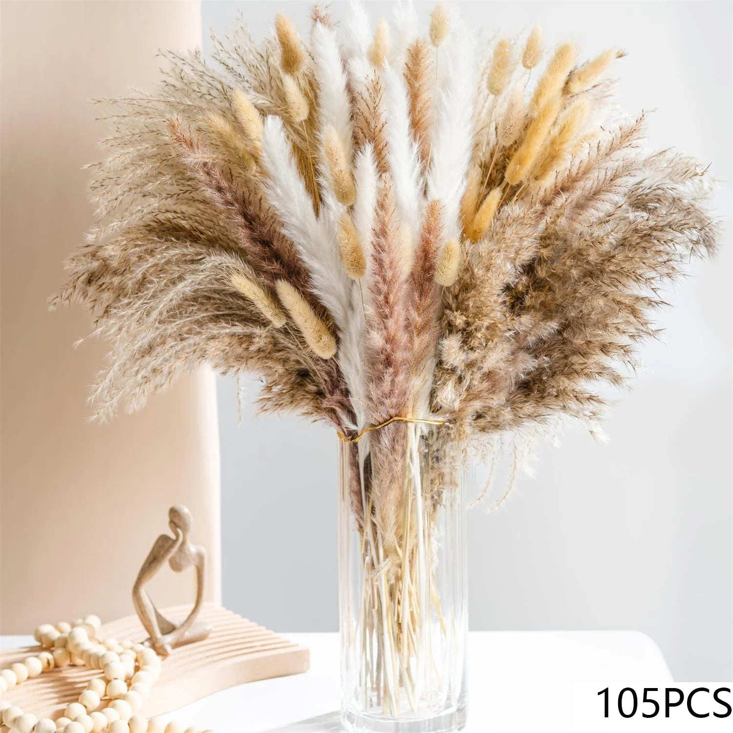 🌾Golden Serenity - Natural Handcrafted Dried Bouquet of Pampas, Reed & Rabbit Tail Grass