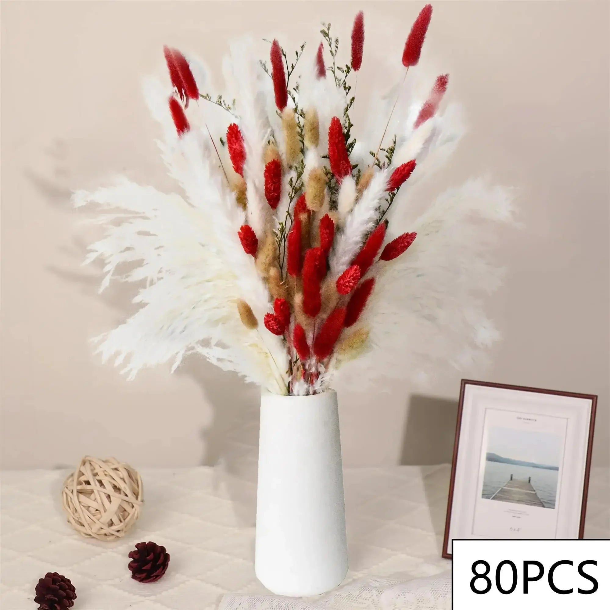 🍂 Rustic Bloom - Natural Handcrafted Dried Bouquet of Pampas, Reed & Rabbit Tail Grass