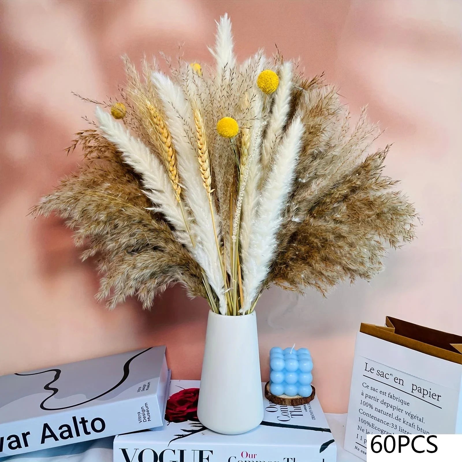 💫 Pampas Lumina - Natural Handcrafted Dried Bouquet of Pampas, Reed & Rabbit Tail Grass