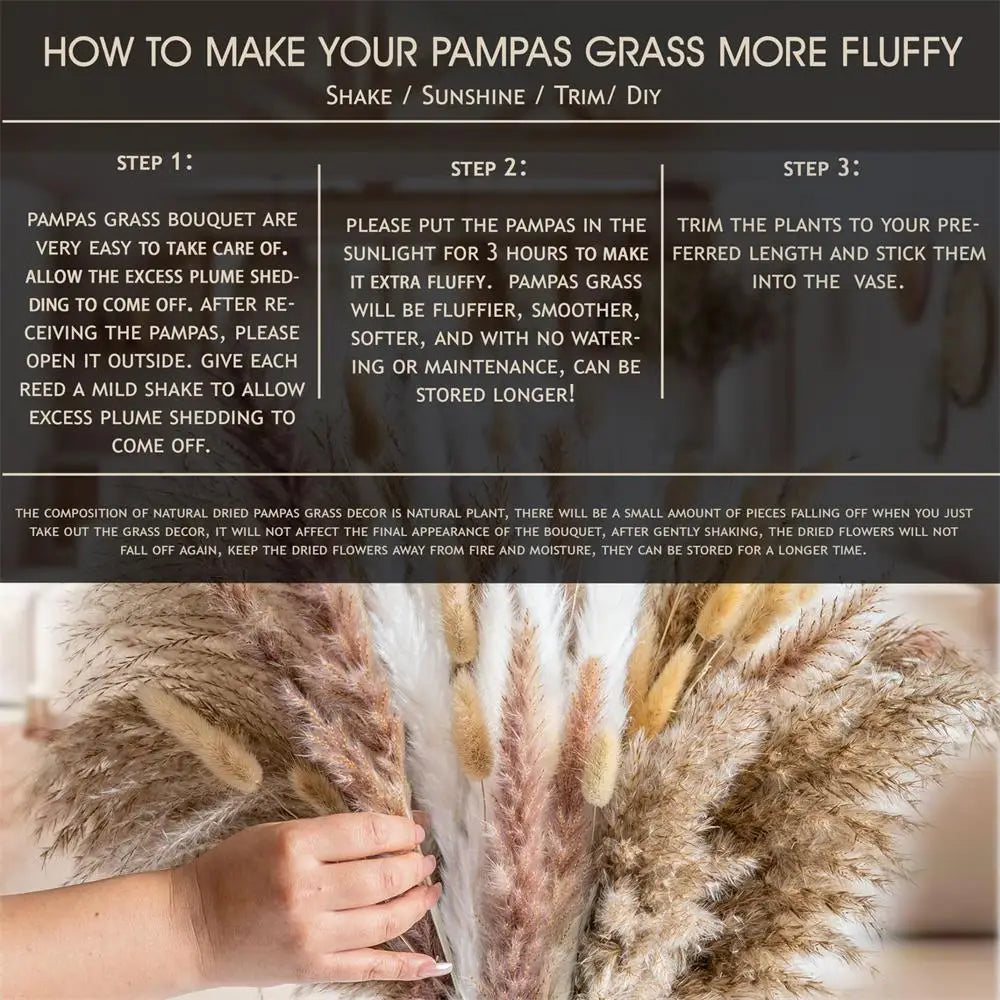 🍂 Feathered Elegance - Natural Handcrafted Dried Bouquet of Pampas, Reed & Rabbit Tail Grass