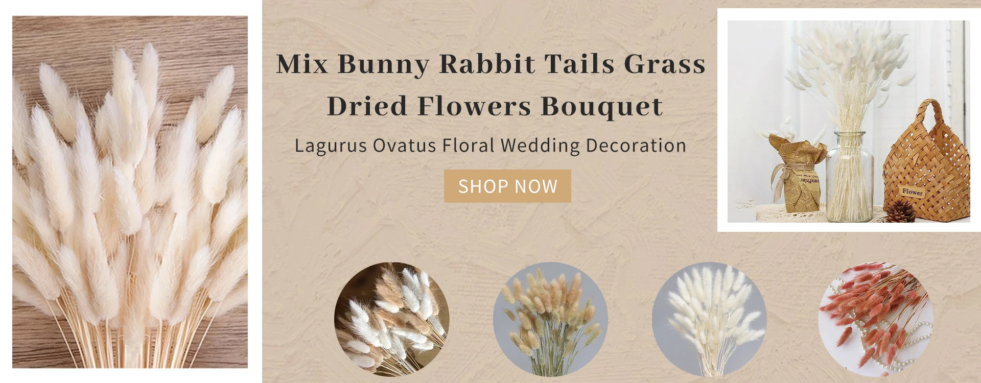 🍂 Feathered Elegance - Natural Handcrafted Dried Bouquet of Pampas, Reed & Rabbit Tail Grass